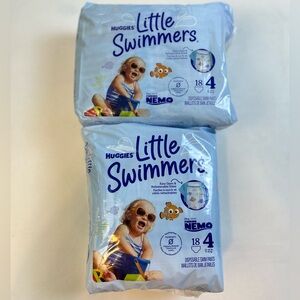 Bundle of 2 New Packs (total 36 diapers) Huggies Little Swimmers / Sz 4